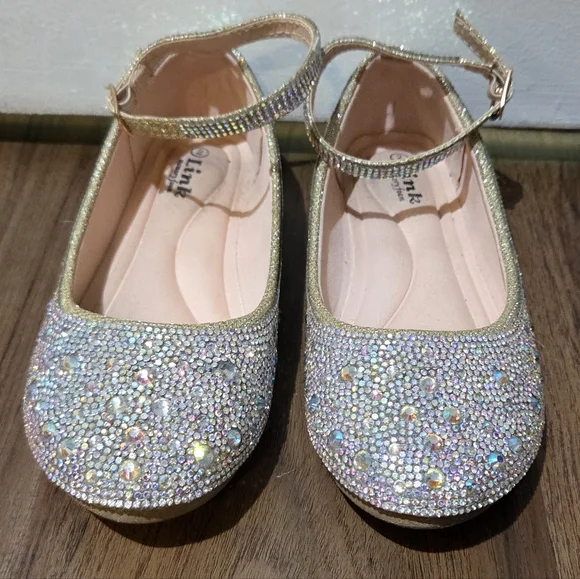 Girls Link Silver/Gold Dress Shoe, Size 2Y - Picture 1 of 9